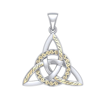 Braided Celtic Triquetra Silver and 18k Gold Accent Pendant MPD1814 - Jewelry